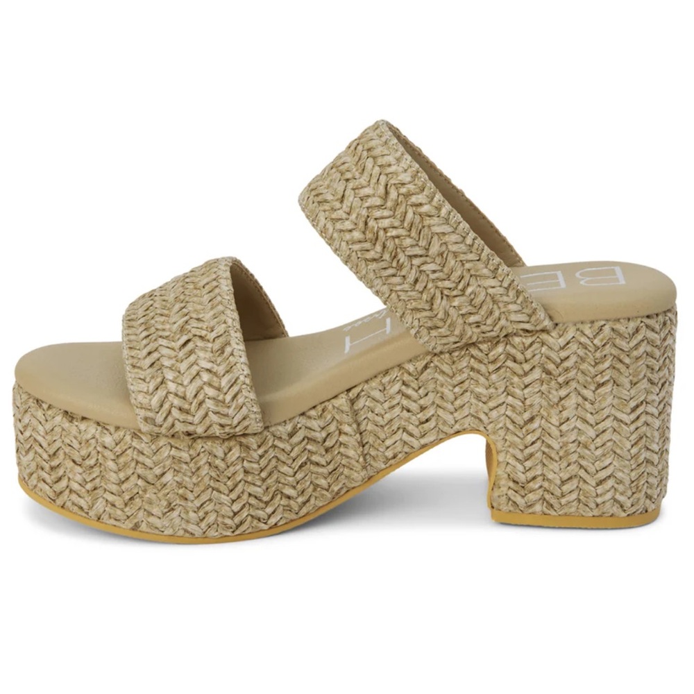 Woven Platform Slide Sandals in Natural - Women